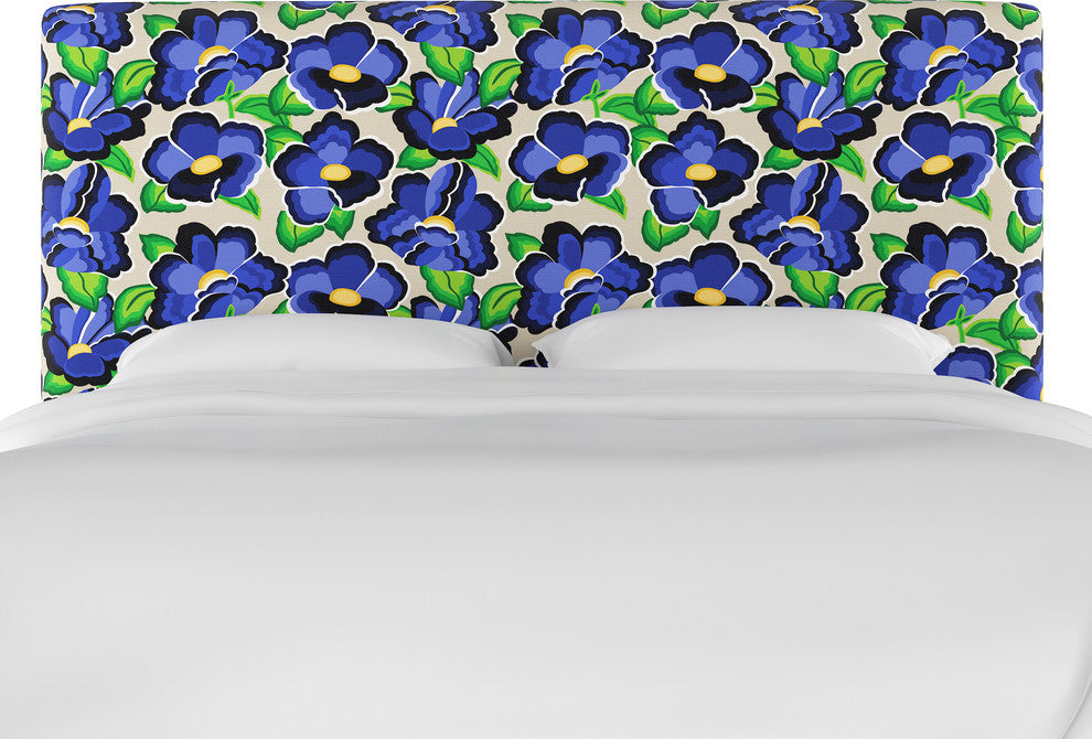 Browder Upholstered Headboard, Carla Floral Blue, King