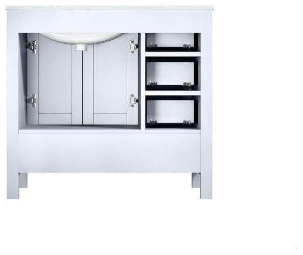 Jacques White 36" Single Vanity Set with Carrara Marble Top - Right Version