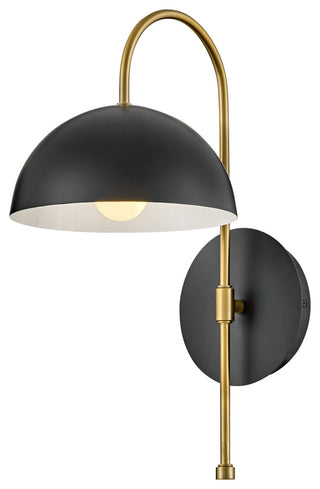 Lark Lou 17" Single Wall Sconce, Black + Lacquered Brass
