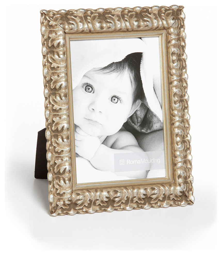 Vintage, 1 1/2", Raven Black, Silver Leaf, 5x7