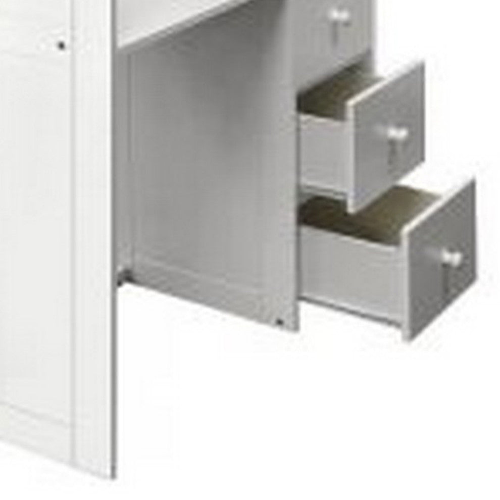 Benzara BM266513 Twin Loft bed With 8 Drawers and 1 Desk, White
