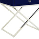 Katie Square Lacquer-Finish X-Metal Leg Nightstand, Navy Chrome