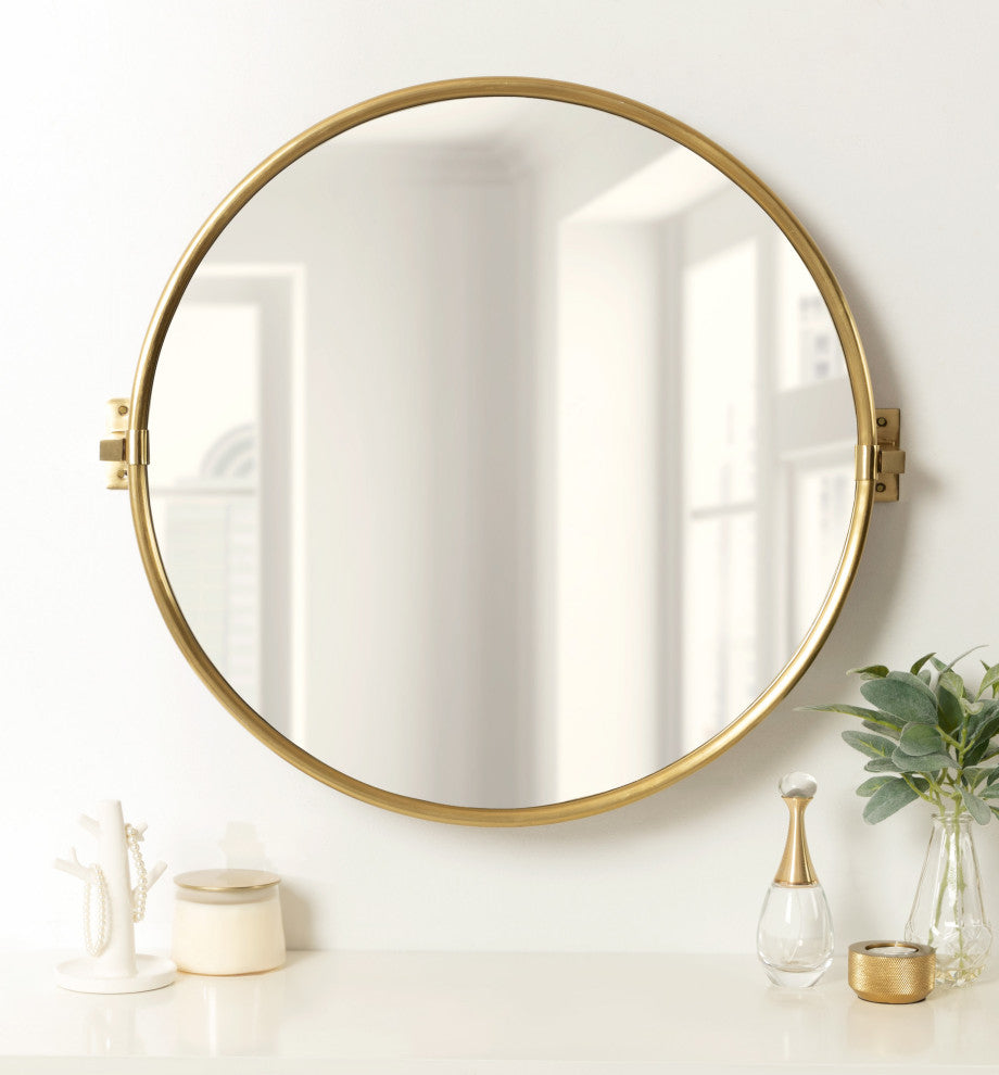 Taurus Pivot Wall Mirror, Gold, 26"x24"