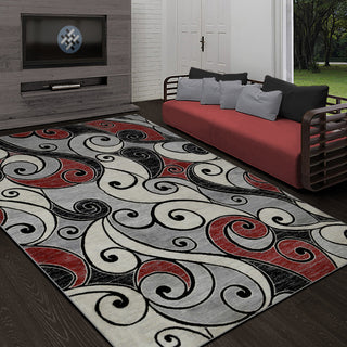 Modern Accent Rug, Scarlet Red, 9'8"x7'5"