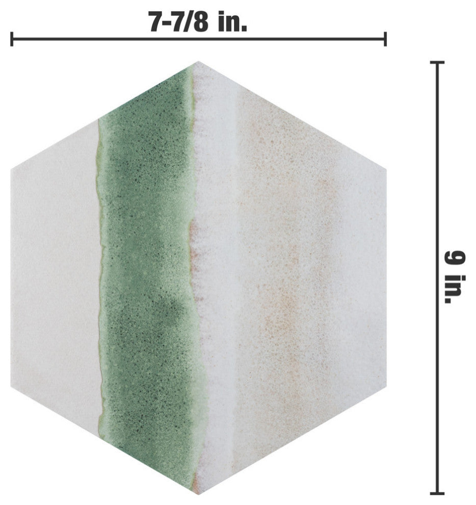 Matter Hex Canvas Bone Green Porcelain Floor and Wall Tile