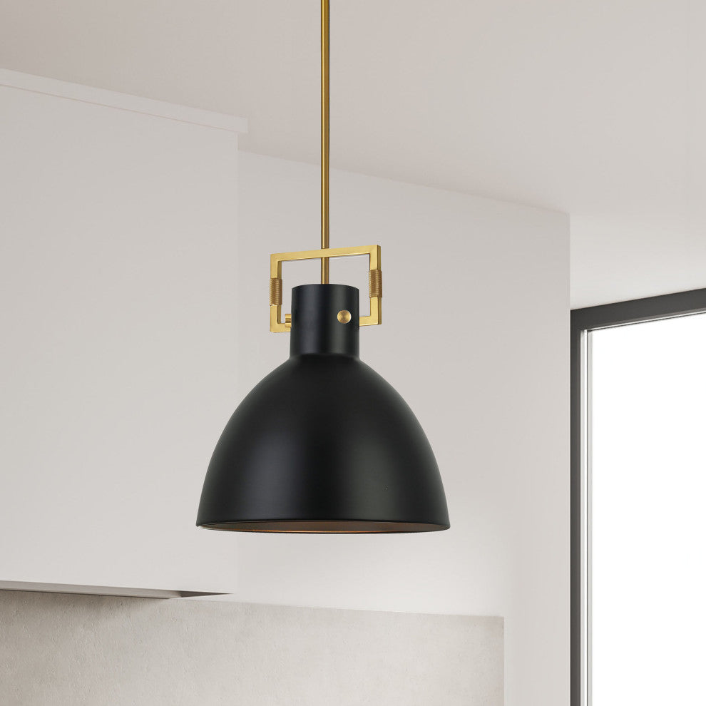 Liberty Contemporary 1 Light Matte Black Aged Brass Metal Pendant