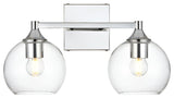 Elegant Lighting LD7308W16 Eero 2 Light 16"W Vanity Light - Chrome / Clear