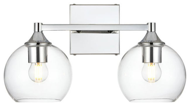 Elegant Lighting LD7308W16 Eero 2 Light 16"W Vanity Light - Chrome / Clear
