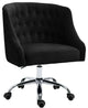 Elegant Office Chair, Velvet Seat & Buttonless Tufted Round Back, Black/Chrome