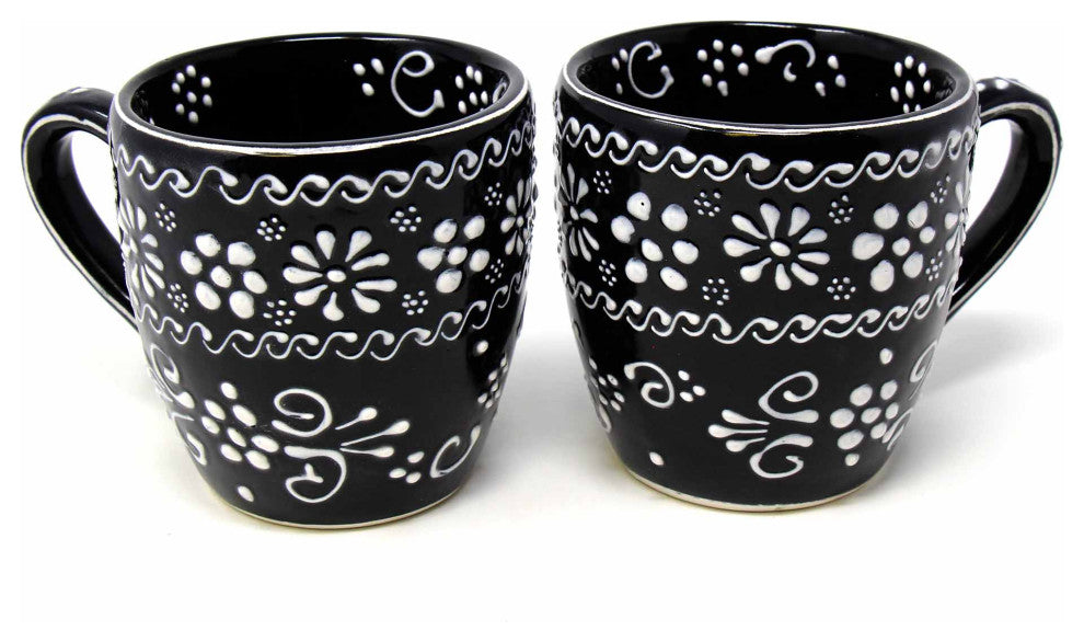 Handmade Pottery Mugs, Set of 2, Ink