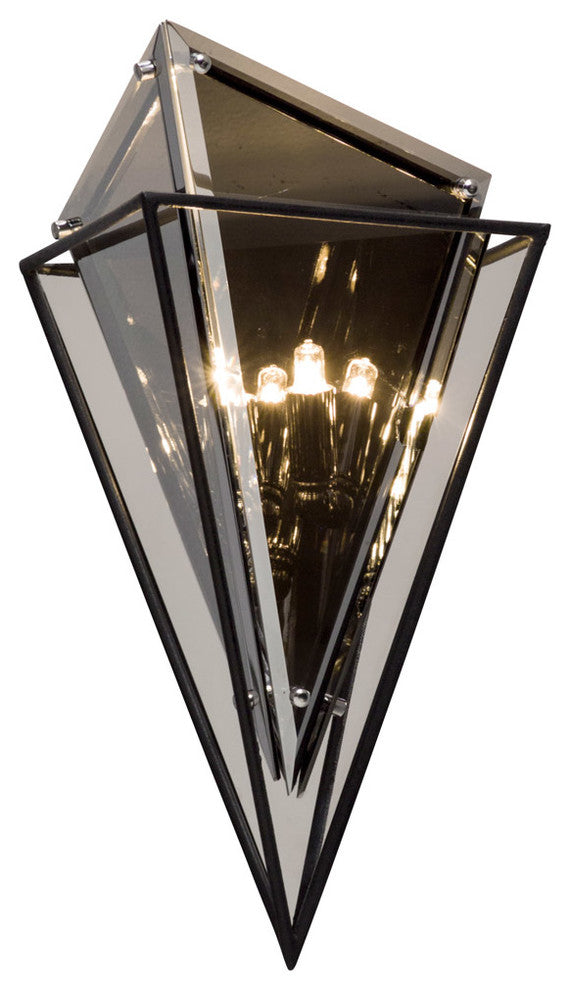 Epic, Wall Sconce, Forged Iron Finish, Plated Topaz Glass