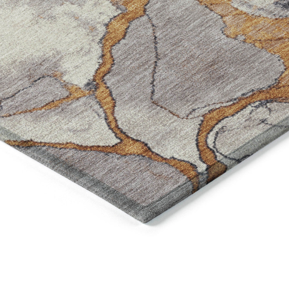Machine Washable Indoor/Outdoor Chantille ACN1909 Gold 3' x 5' Rug