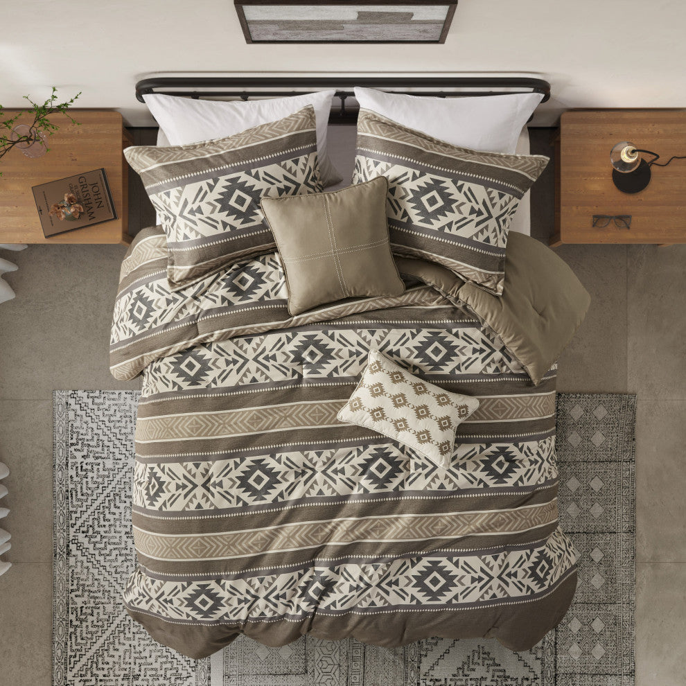 Madison Park Mariposa 5 Piece Stripe Herringbone Comforter Set