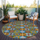 Indoor/Outdoor Kendall KE20 Multi Machine Washable 8' x 8' Round Rug