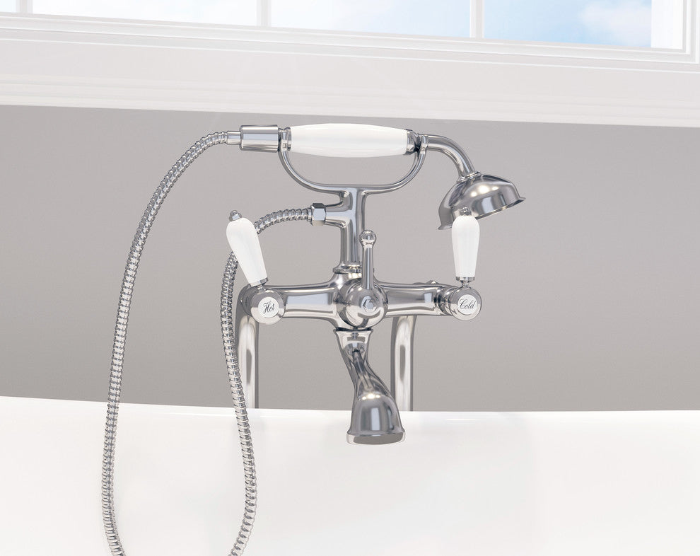 Ancona Classic Freestanding Floor Mount Clawfoot Tub Faucet with Hand Shower