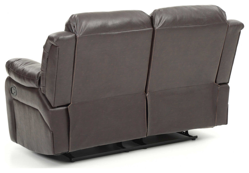 Daria 62 in. W Flared Arm Faux Leather Straight Reclining Sofa, Dark Brown