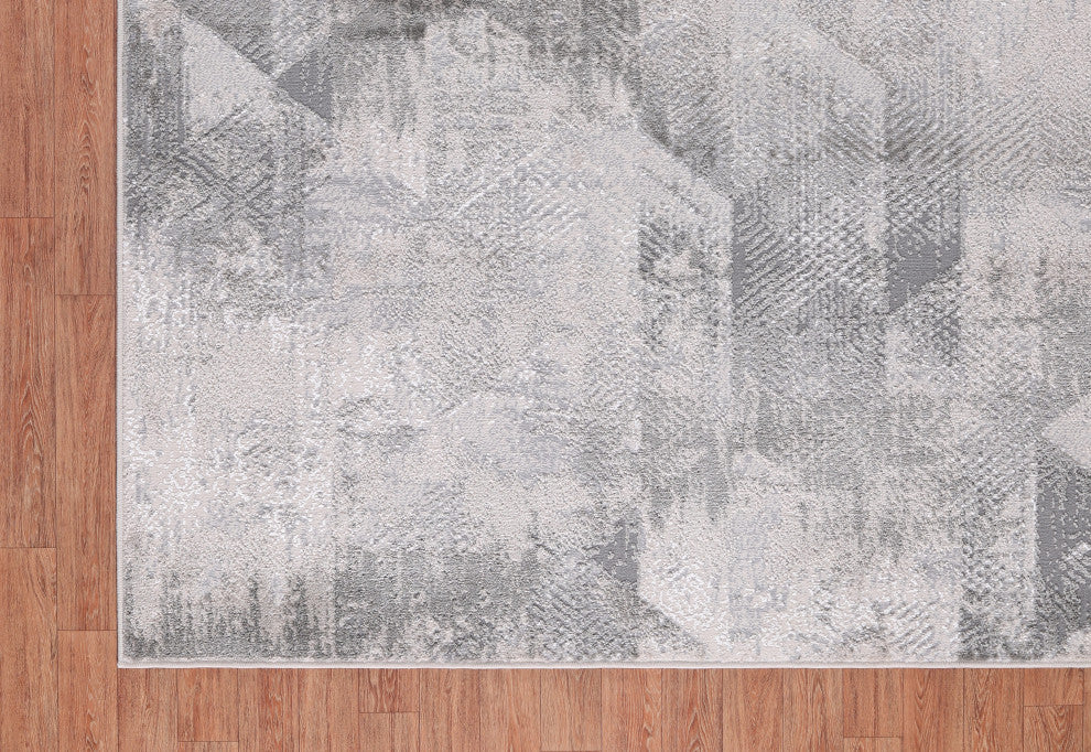 High-Low Wyatt Gray/Beige Rug, Gray, 5'3"x8'