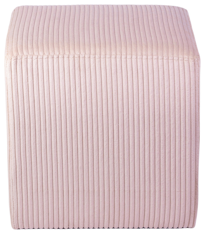 Roy Microsuede Fabric Upholsetered Ottoman/Stool, Pink, Square