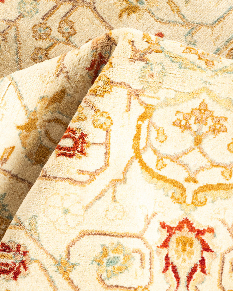 Saharanpur, One-of-a-Kind Hand-Knotted Area Rug Ivory, 3'1"x10'7"