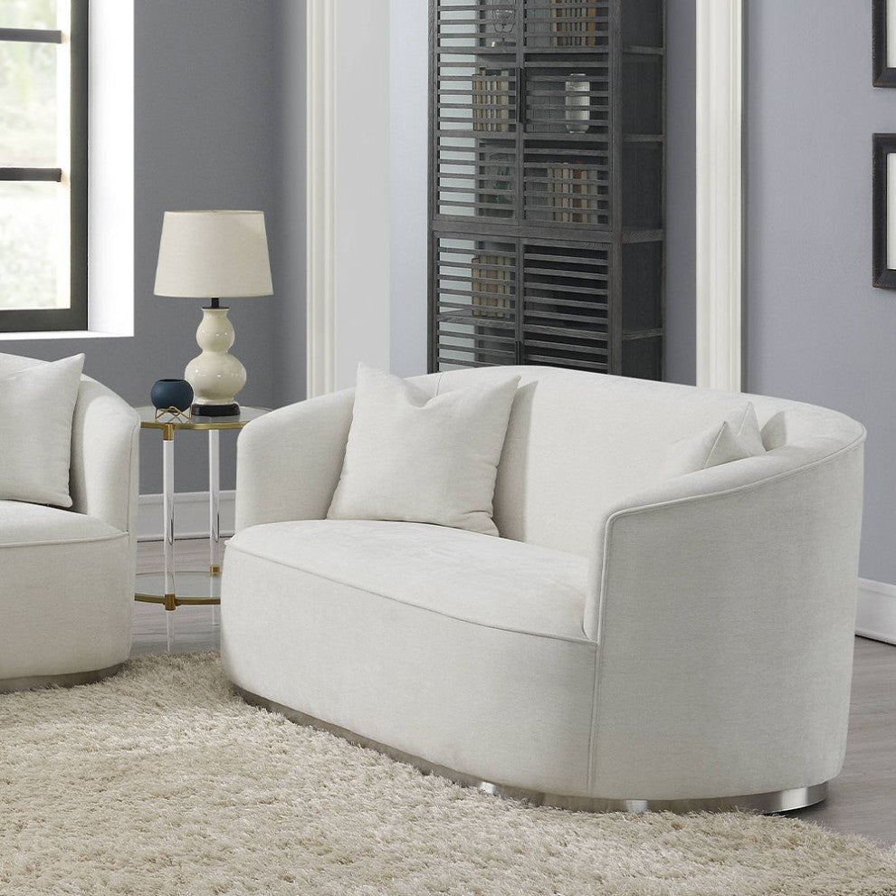 ACME Odette Loveseat With 2 Pillows, Beige Chenille