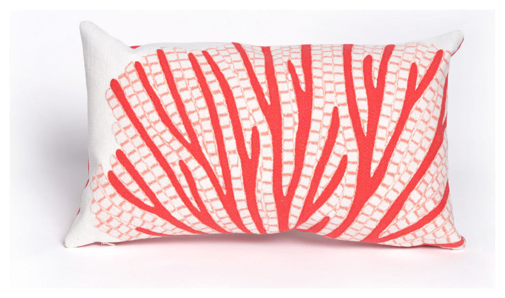 Visions Coral Fan Pillow, Coral, 12"x20"
