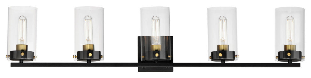 Maxim 12405CL Pinn 5 Light 39"W Vanity Light - Black / Satin Brass