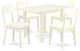 Dining Set 5 Pc, 4 Chairs, Wooden Table, Linen White Faux Leather