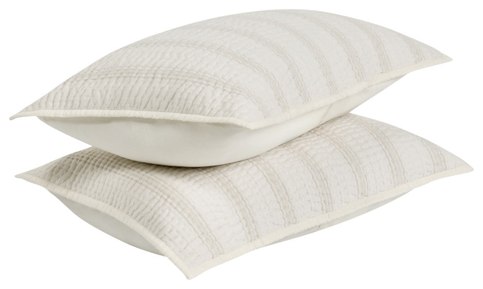 Abraham Cotton Linen Sham, Eggshell Beige, Standard Sham