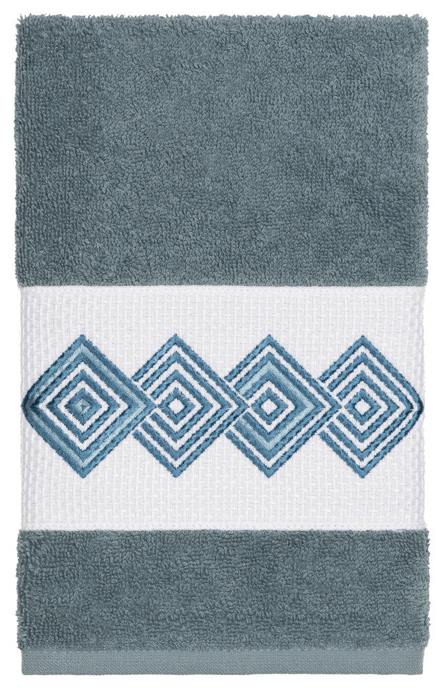 Linum Home Textiles Noah Embellished, Teal, Hand Towel, Single