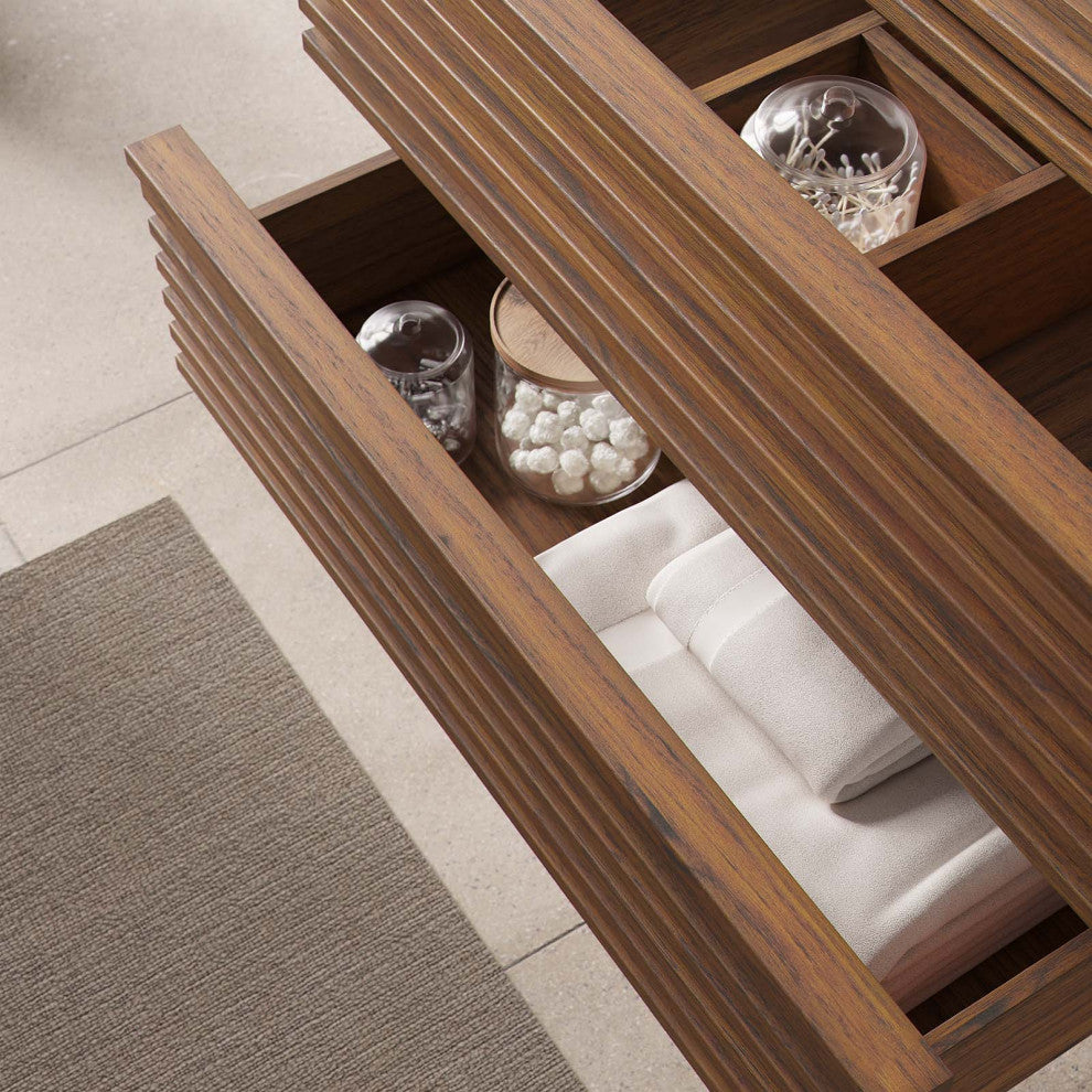 Render 30" Wall-Mount Bathroom Vanity, Walnut