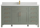 Cambridge 60" Single Bathroom Vanity in Evergreen 2" Carrara Quartz