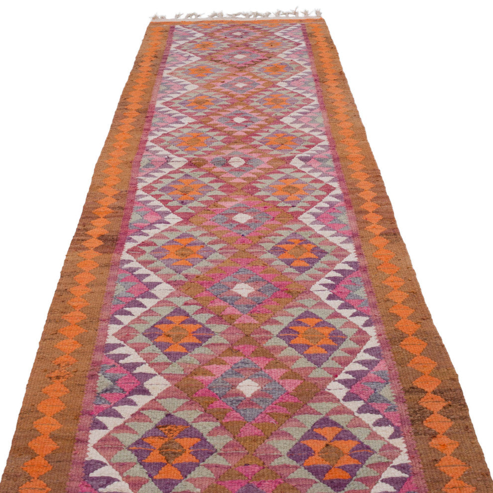Vintage Turkish Kilim Runner 3' x 10' 4", 36 in. x 124 in.