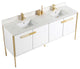 Oakville Bath Vanity, Ceramic Sink, White Matte, 72 Inch, Satin Brass Hardware