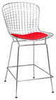 Chrome Wire Counter Height Stools for Bar, Red