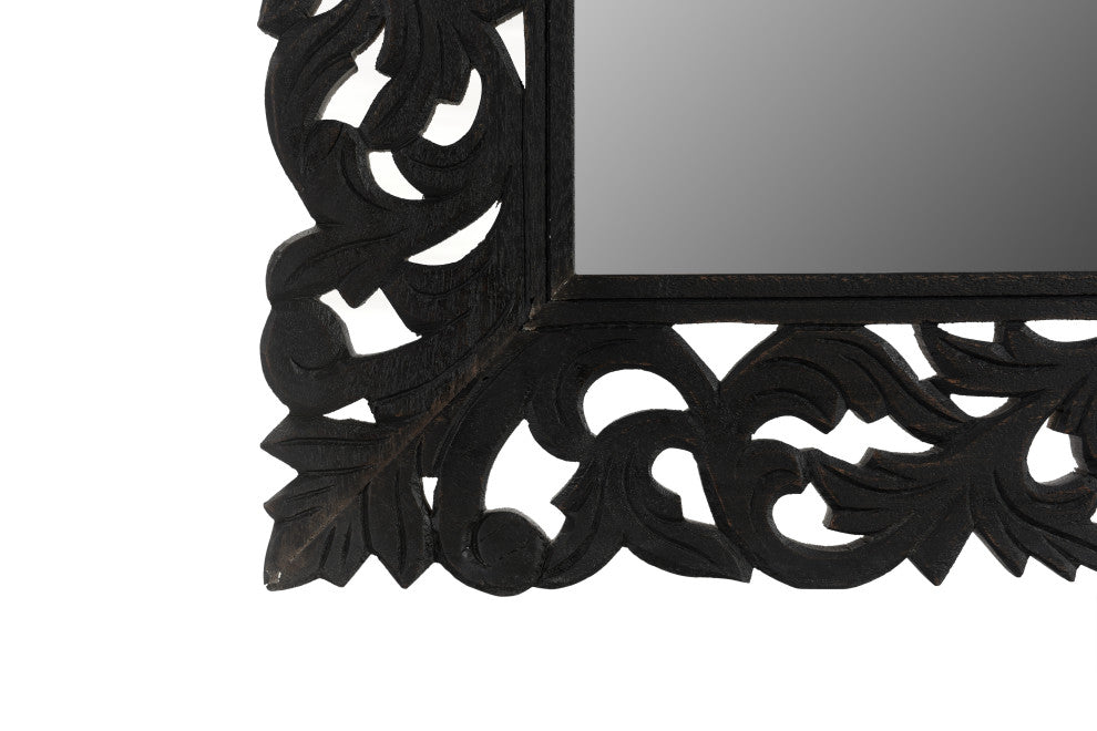 Delaney Carved Mirror, Distressed Black