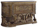 Benzara BM251167 Dresser With Scrolled Carvings & Half Moon Shape, Antique Gold