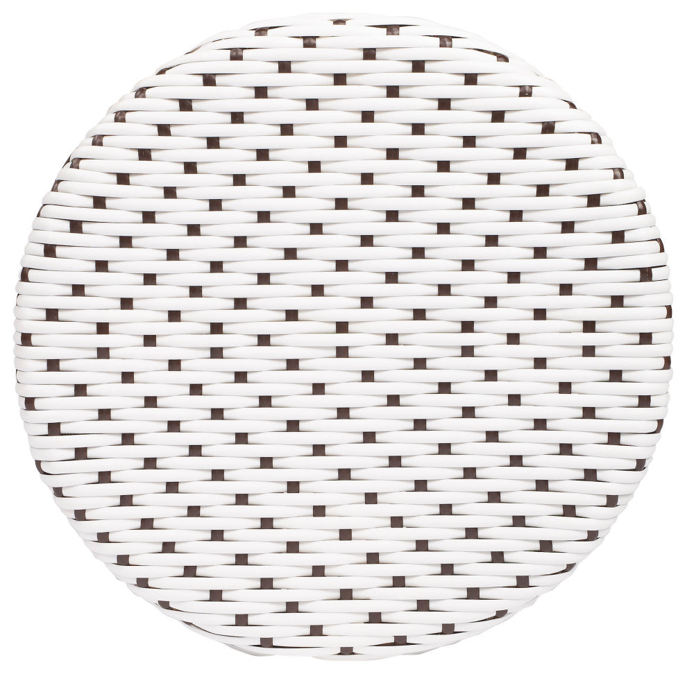 Tobias Brown and White Rattan Counter Stool