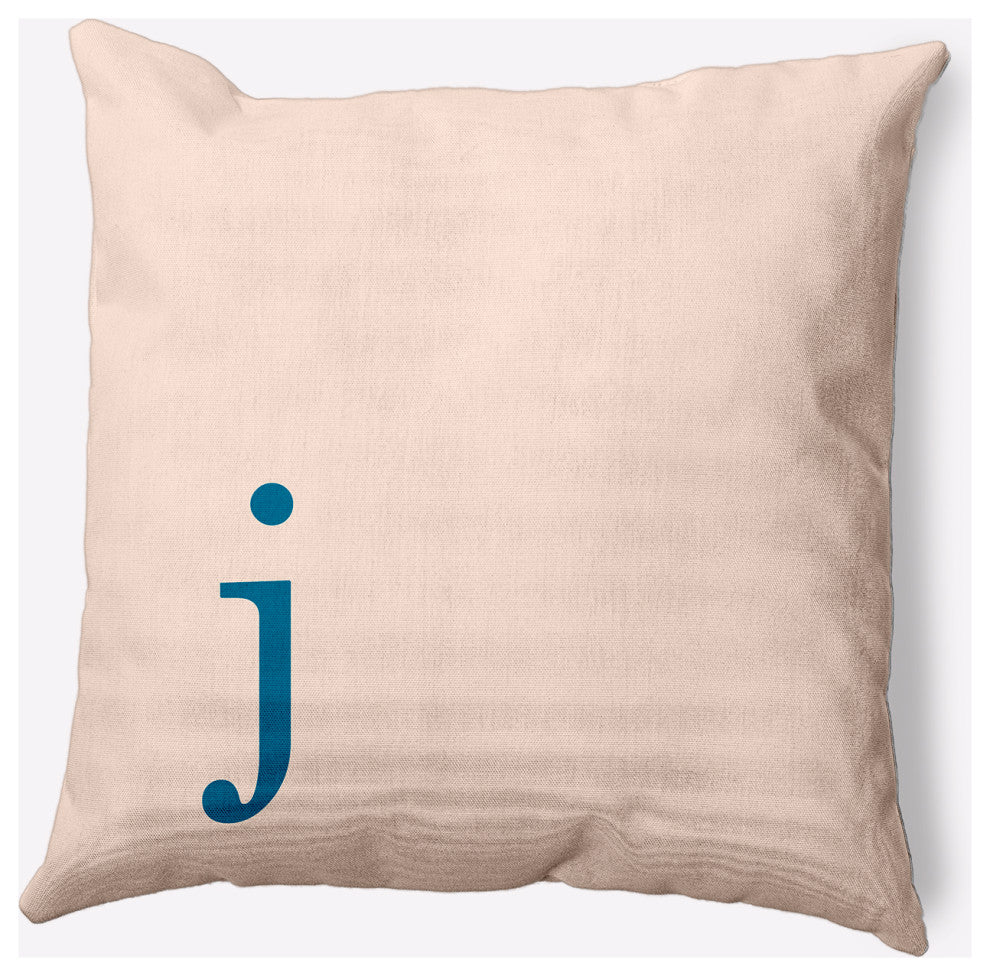 20" x 20" Modern Monogram Indoor/Outdoor Polyester Throw Pillow, Autumn Blue