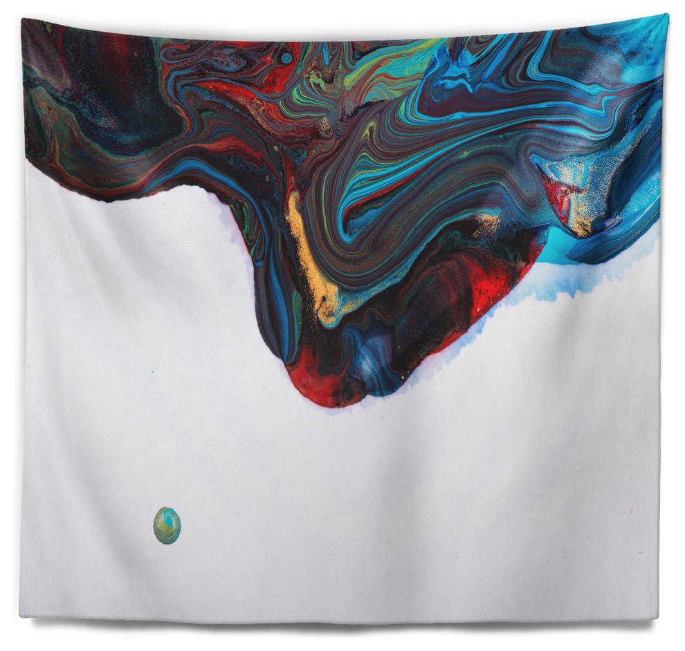 Multi Color Abstract Acrylic Paint Mix Abstract Wall Tapestry, 80"x68"