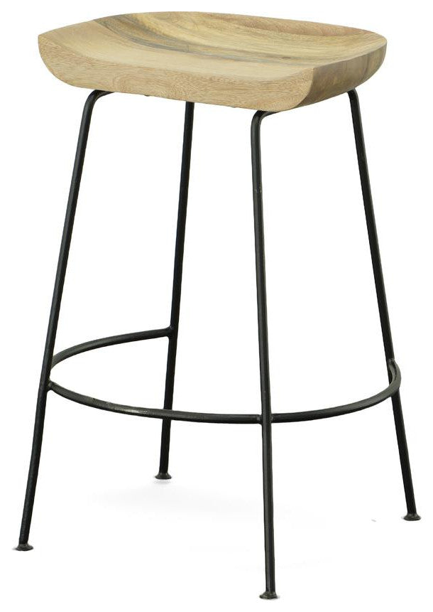 Diya 24.5 Counter Stool - Set of 2 - Natural Seat - Black Base