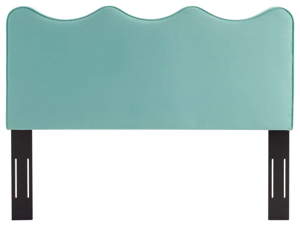 Headboard, Full Queen Size, Velvet, Blue, Modern Contemporary, Bedroom Master
