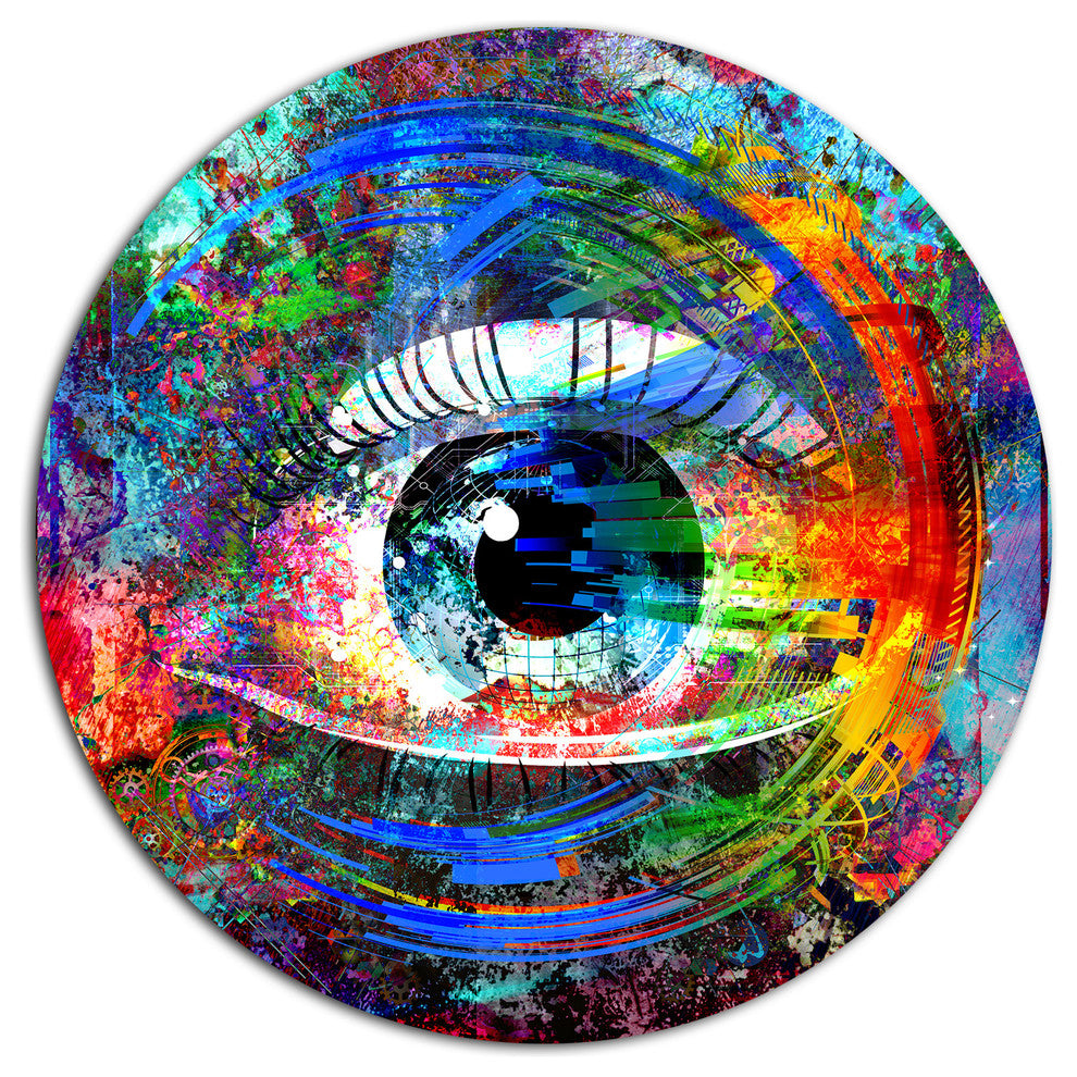 Magic Eye Over Abstract Design, Abstract Round Wall Art, 36"