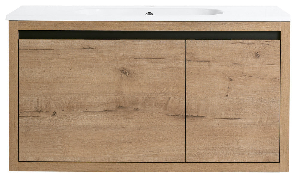 36" Wall Mounted Plywood Bath Vanity Set, Gel Basin and Door