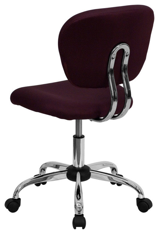 Mid-Back Mesh Swivel Task Chair with Chrome Base, Burgundy