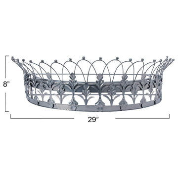 Decorative Metal Curtain or Canopy Crown, Silver Finish