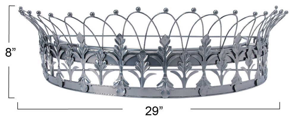 Decorative Metal Curtain or Canopy Crown, Silver Finish