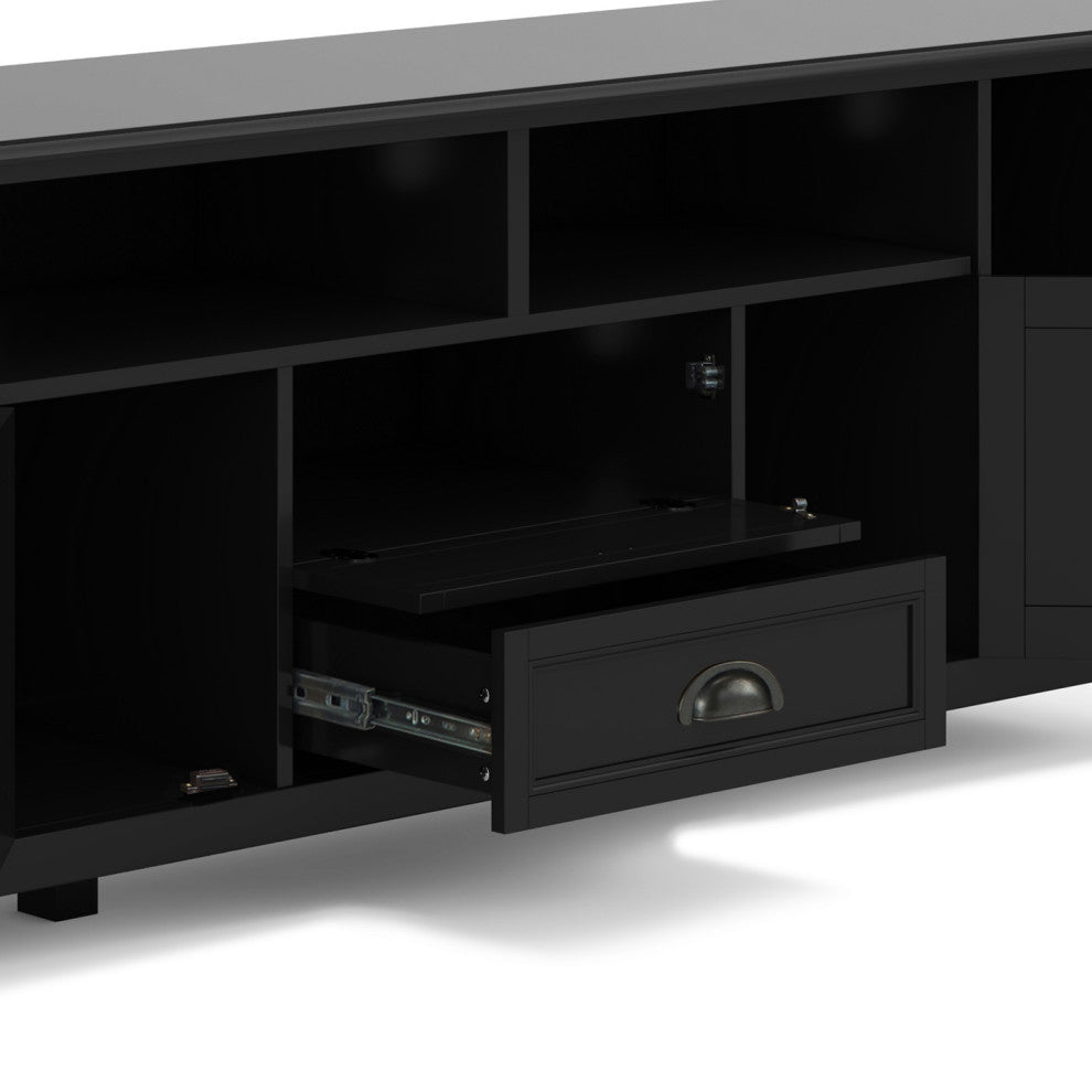Burlington SOLID WOOD 72 inch TV Media Stand For TVs up to 80 inches, Black