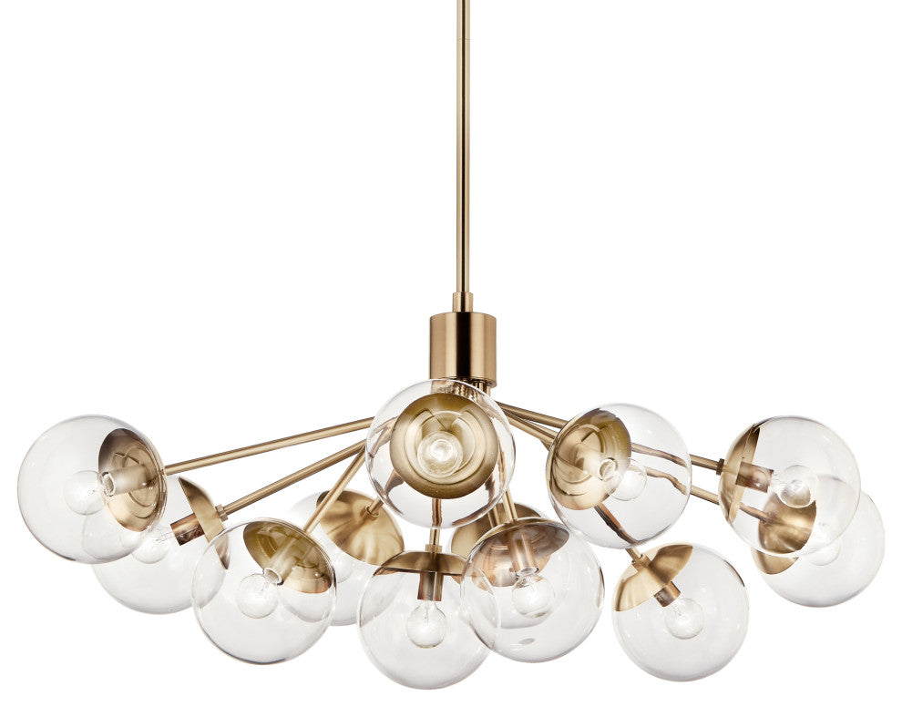 Silvarious Linear Convertible Chandelier, Champagne Bronze Clear, 12 Light