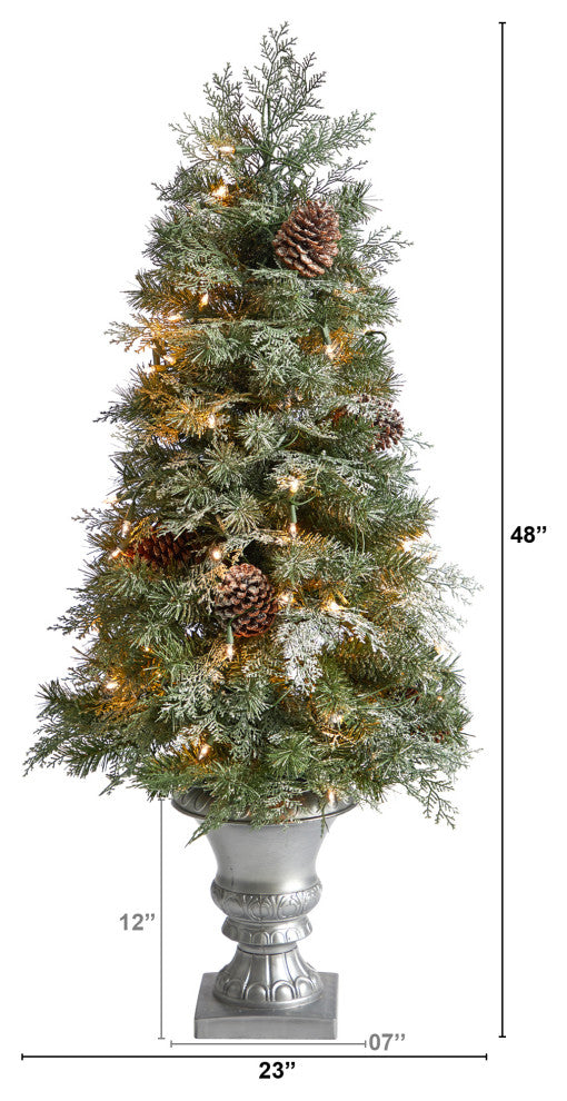 T3324 4 English Pine Artificial Christmas Tree With 100 Warm White LED Lights