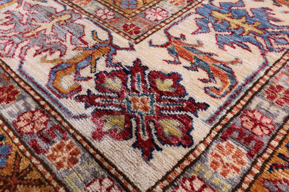 Super Kazak Geometric Hand-Knotted Wool Rug 10' 0" X 13' 7" Q11225